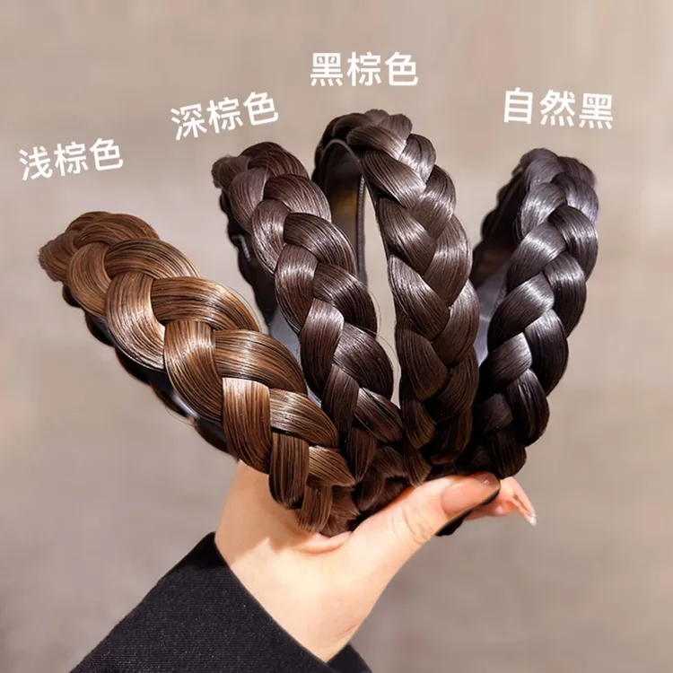 鱼骨辫假发发箍2025女款麻花辫发卡发捆头饰高颅顶显发量压发头箍