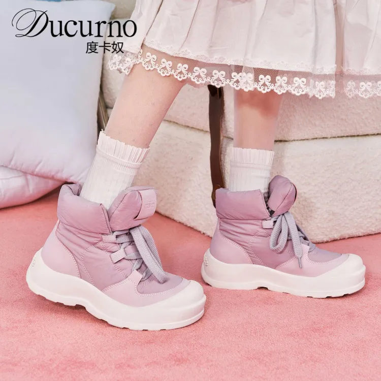 度卡奴2025年秋季新款厚底大头时装靴休闲百搭马丁靴时尚面包靴