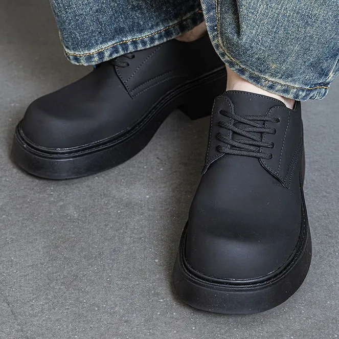 2025年新款德比鞋男款大头情侣休闲皮鞋男士黑色增高冬季百搭男鞋