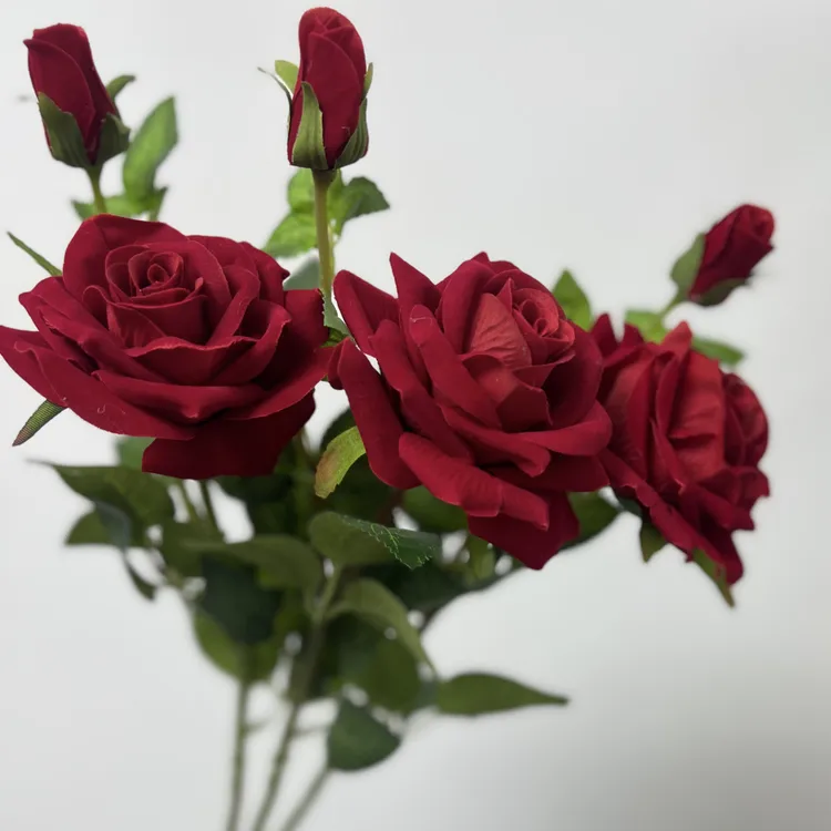 ins风高档焦边玫瑰高仿真花束摆设餐桌插花摆件假花手捧花装饰花