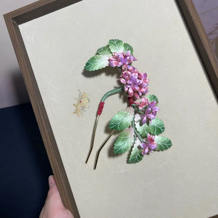 绣球花绒花发钗发梳汉服配饰古风头饰纯手工复古发饰百搭民族风