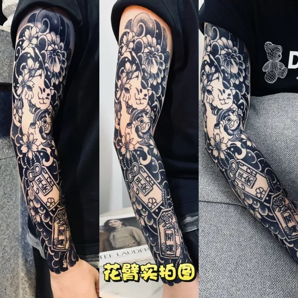 【花臂花腿】半包15x45cm 全臂草本纹身贴需要找人帮忙贴有视频教程