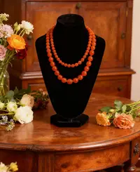 天然南红滴水洞冰红项链7-10毫米