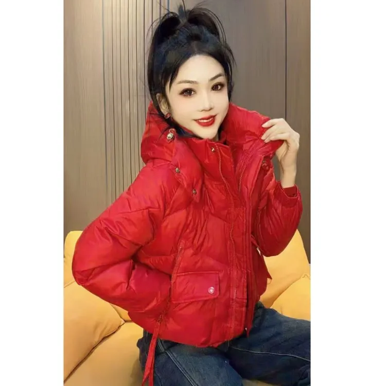 欧货809冬季新款加厚短款保暖连帽棉服宽松时尚面包外套休闲免洗