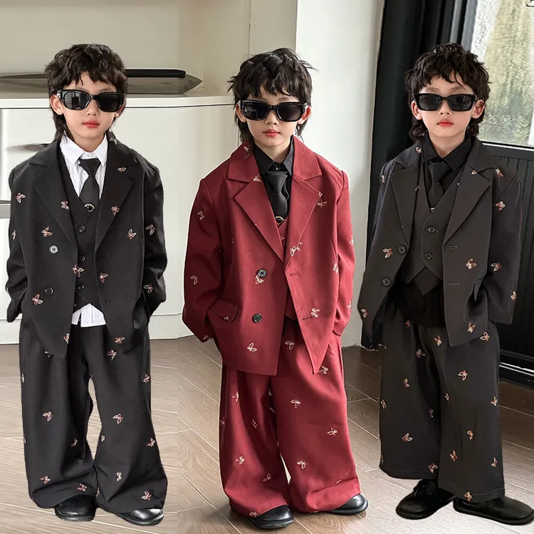 儿童西装套装韩范痞帅潮演出蝴蝶西服英伦儿童西装套装西装男童