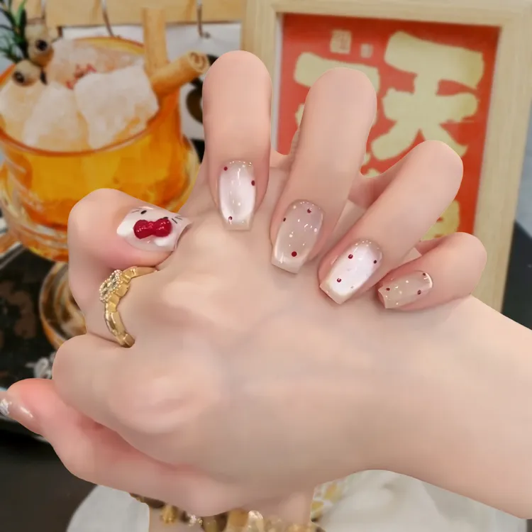 【波点kitty】手工穿戴甲秋冬显白气质流行ins新款猫眼美甲穿戴甲片