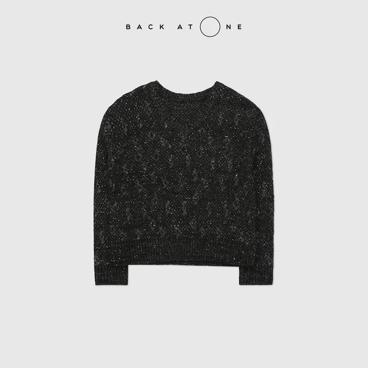 BACKATONE “大地之灵”牦牛绒亮片简约针织套头衫 BFF-1AB108C-K