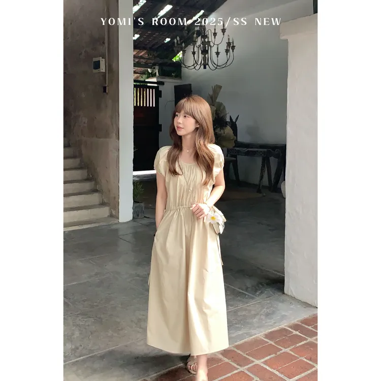 YOMI小个子【风旅铃兰】收腰显瘦气质短袖连衣裙旅游度假氛围感