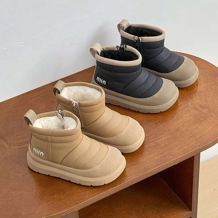 防水儿童雪地靴2026冬季新款女童加绒加厚大棉鞋皮毛一体男童棉靴