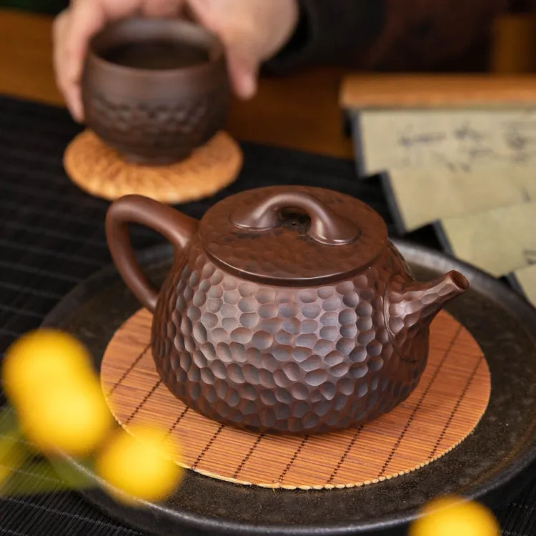72号200cc林老师锤纹满雕石瓢壶全手工刻绘经典名家作品之石瓢壶