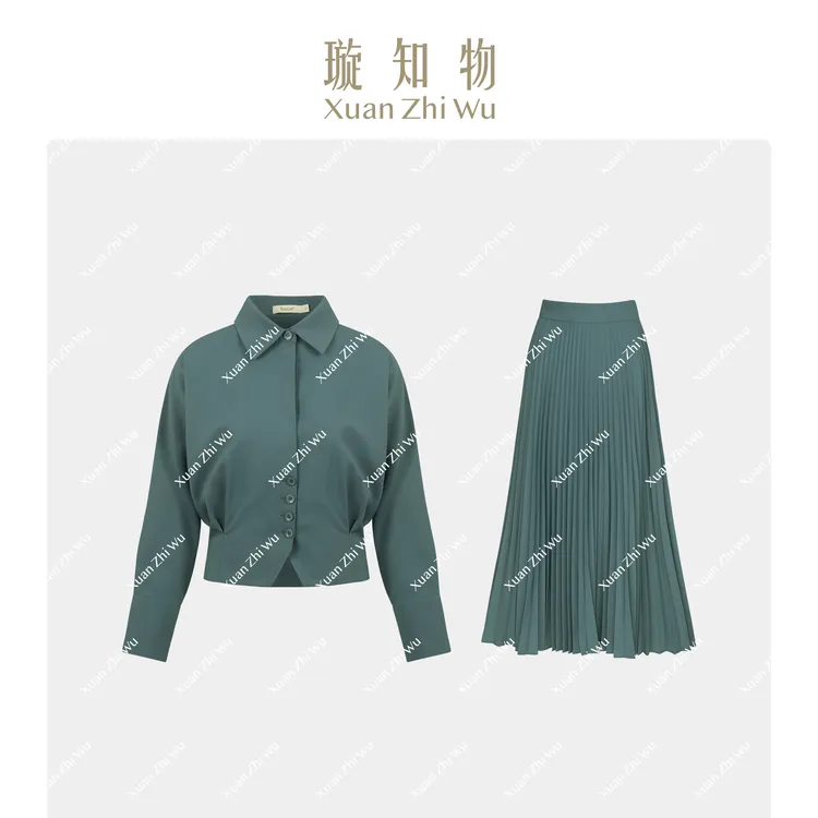 香槟衫 木蓝色复古文艺气质感长袖原创王璇原创设计