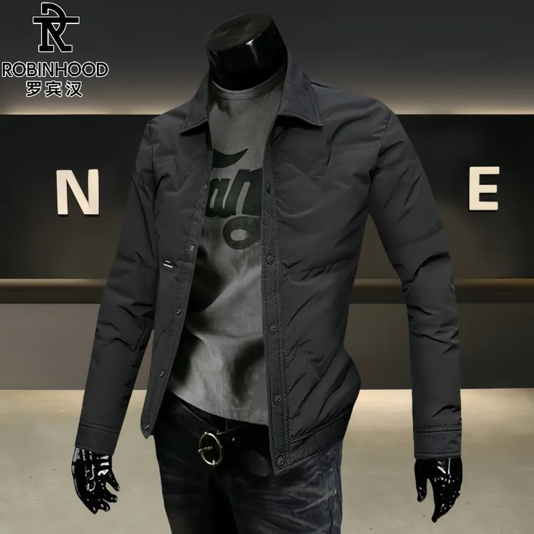 罗宾汉/ROBINHOOD男士棉服冬季新款休闲轻薄夹克保暖翻领外套男