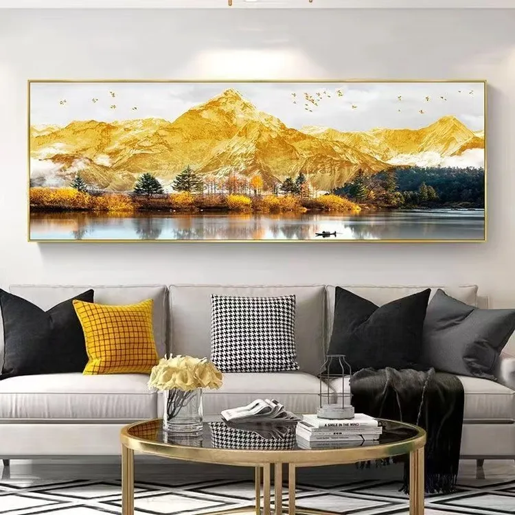 日照金山装饰画中式山水客厅背景壁画挂画装饰画挂客厅背景墙挂画