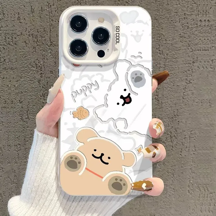 线条小狗适用于苹果17iPhone16华为小米15vivo红米卡通可爱手机壳