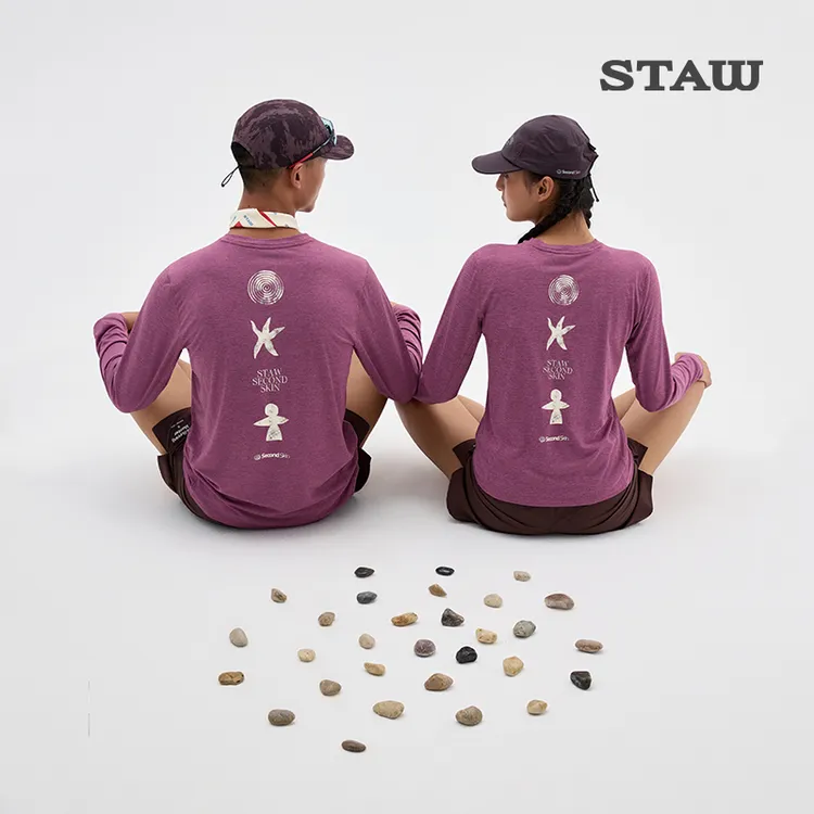 STAW世拓自然之力跑者印花长袖T恤男跑步运动训练马拉松速干衣女T