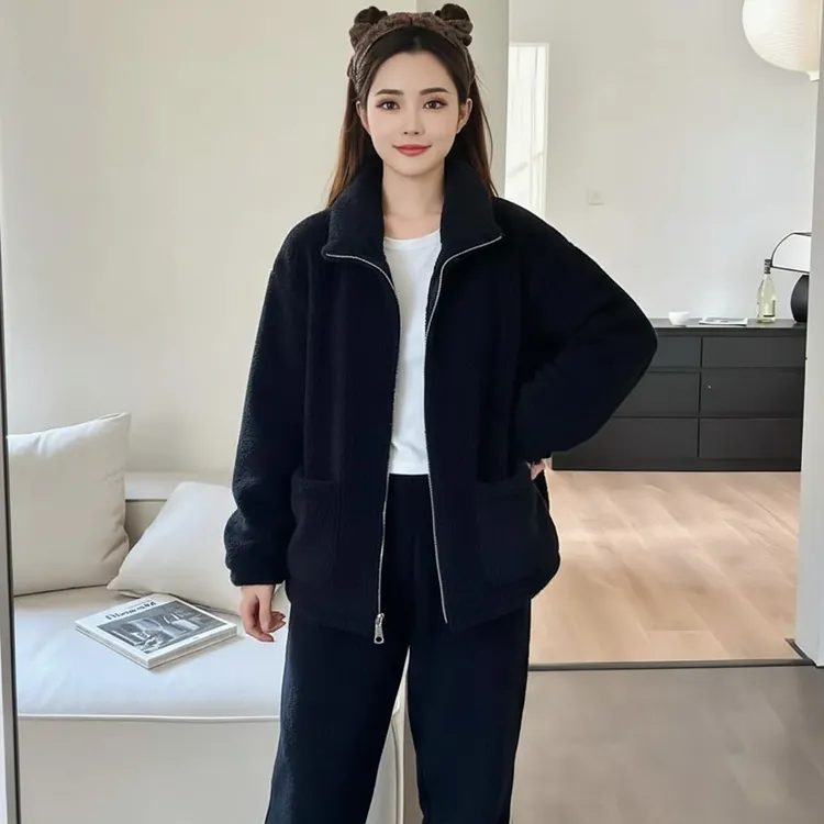 【西藏包邮】秋冬季睡衣女士珊瑚绒加绒加厚保暖法兰绒家居服两件套