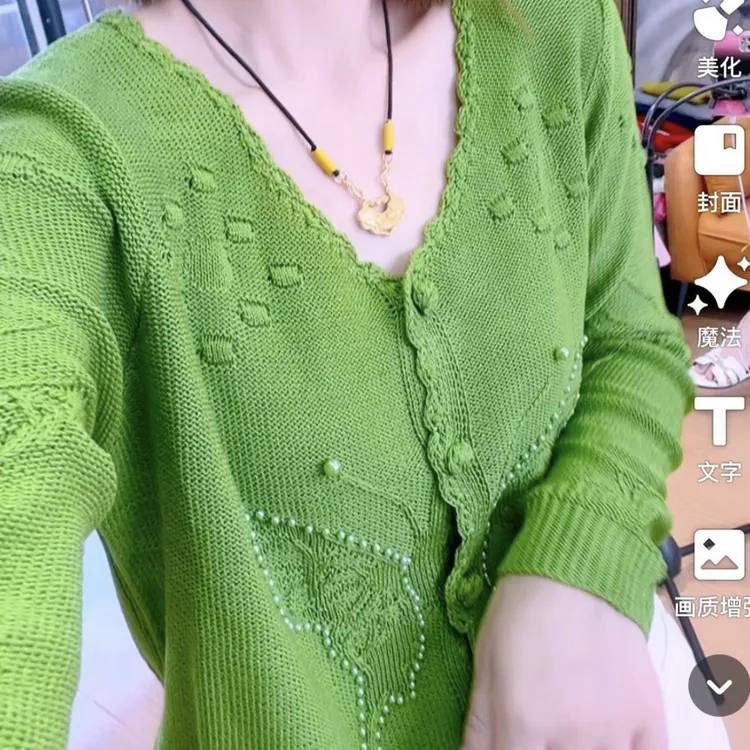 053蝴蝶珠珠网衫上衣