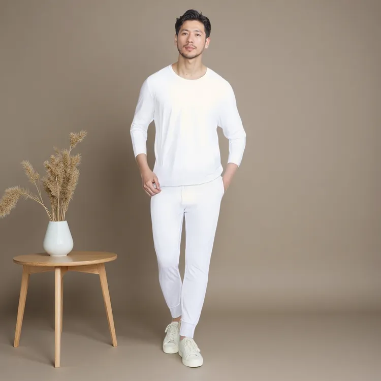 BB0416男士全棉圆领保暖套装秋衣秋裤套装保暖舒适家居