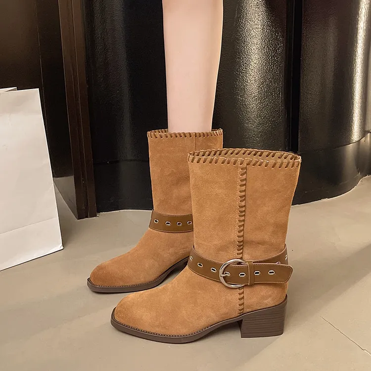 鞋匠哥手工真皮鞋西部牛仔靴小众轻奢2025新款真皮牛仔靴手工女鞋