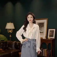 琦琦【自在从绒】欧若风长袖衬衫女时尚休闲宽松上衣YE0708280