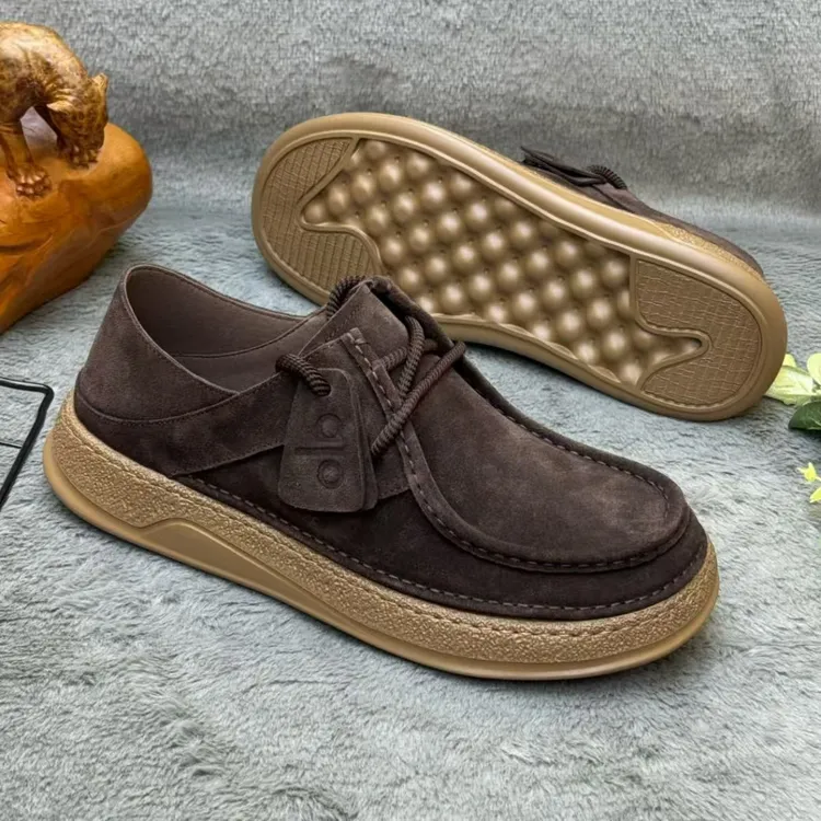 D99轻便圆头时尚男士透气休闲皮鞋低帮博肯鞋做旧复古百搭舒适商品图