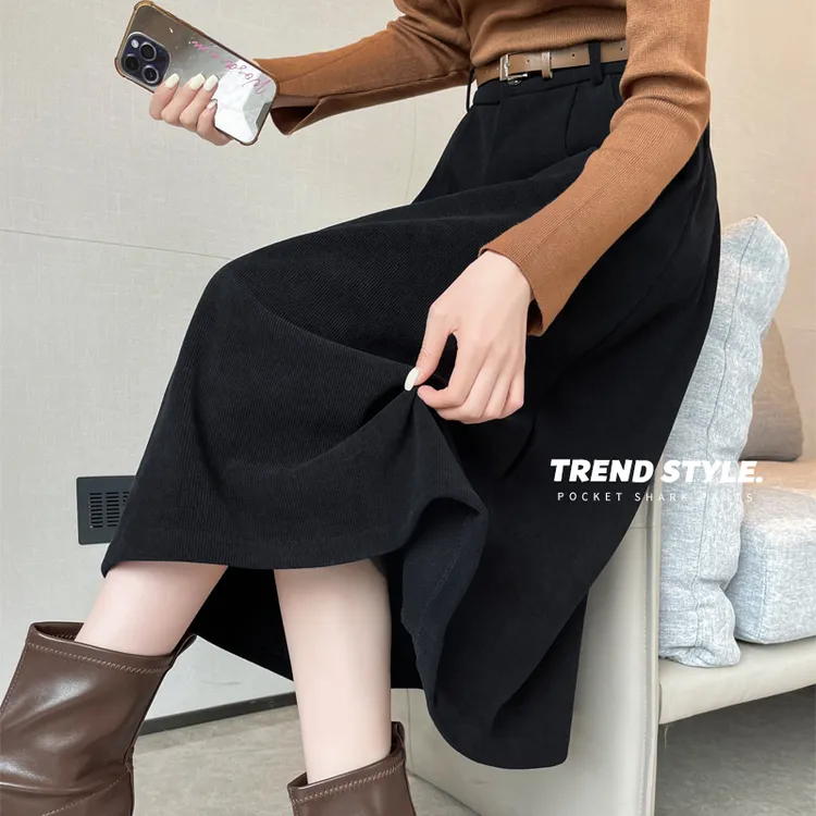加厚雪尼尔半身裙女秋冬2025新款高腰遮胯显瘦中长款灯芯绒a字裙
