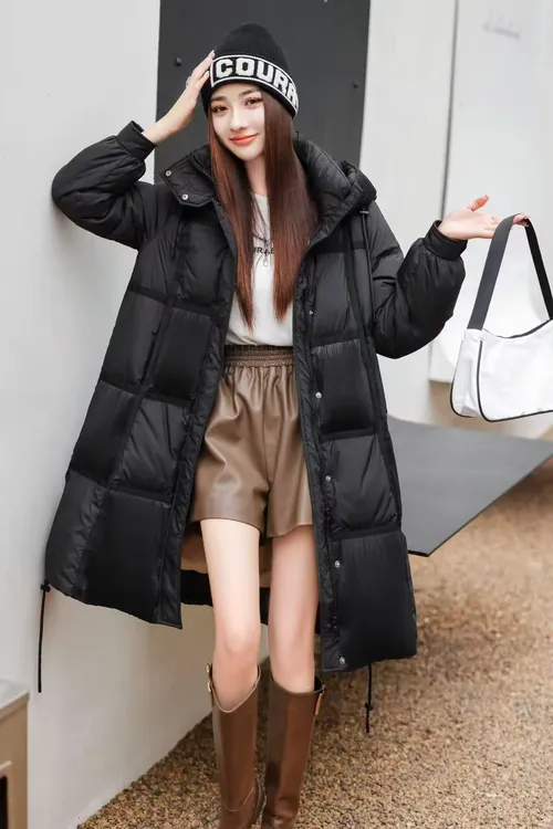 【释上SHISARIG】F5292专柜正品2025时尚连帽A版压褶拼接中长款外套