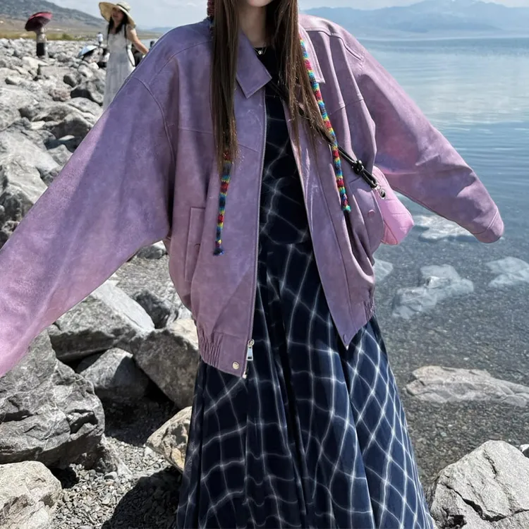 【超好穿皮衣】高级感外套女春秋新款小个子宽松显瘦气质皮夹克上衣