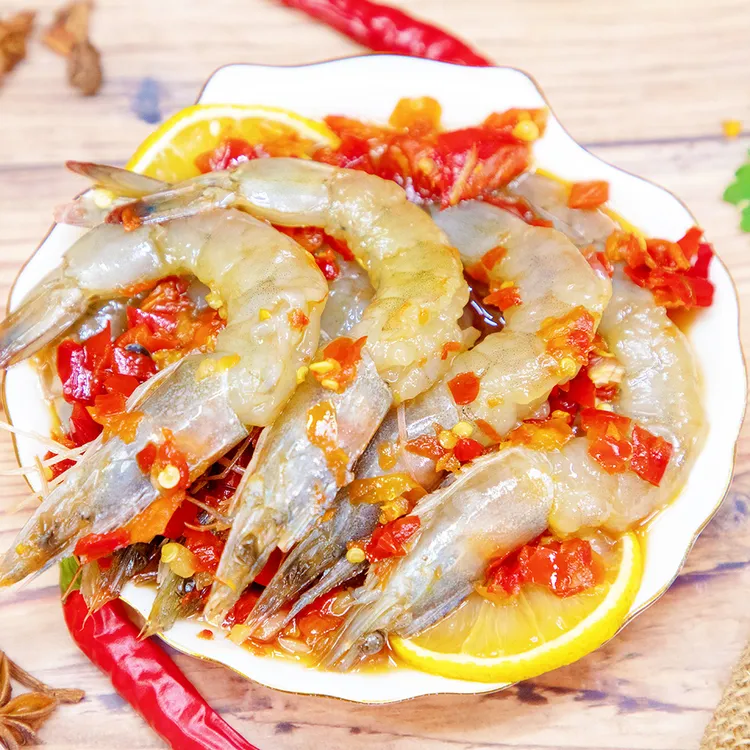 百香果柠檬虾450克/桶生呛大虾生食虾冷冻海鲜水产丹东黄海开背虾