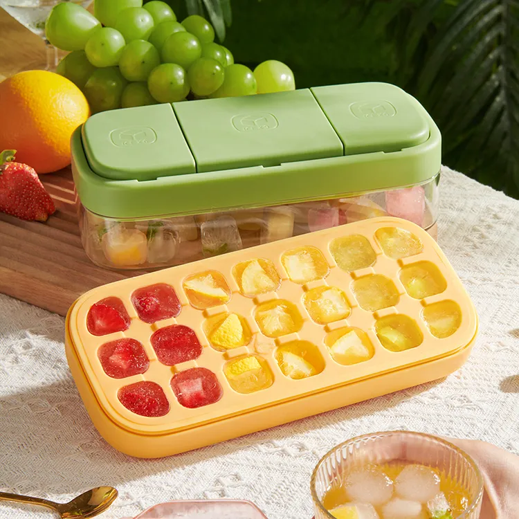 ecoco定量按压冰格模具大容量冰盒制冰神器家用冰箱自制冰块模具