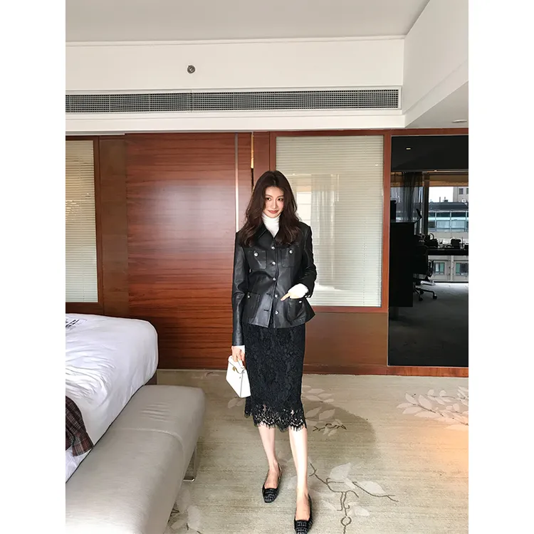 【ALONE SAVOR】龍喜儿夜昙一现蕾丝镂空开叉包臀半身裙J591