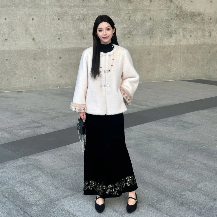 【猫七七】Liixu秋冬新款新中式外套百搭半身裙套装Q58TZW5180