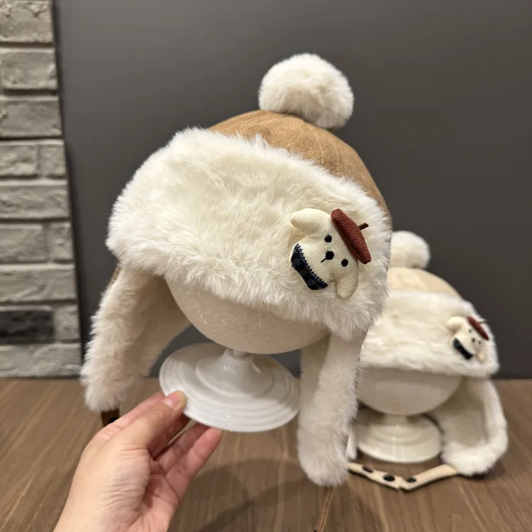 【小童护耳帽】秋冬宝宝护耳帽可爱毛球套头帽婴幼儿加厚毛绒雷锋帽