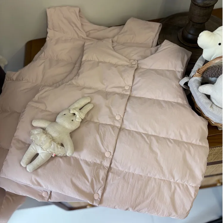 6001亲子羽绒马甲 新国标90白鸭绒 韩系极简中性纯色轻薄羽绒马甲