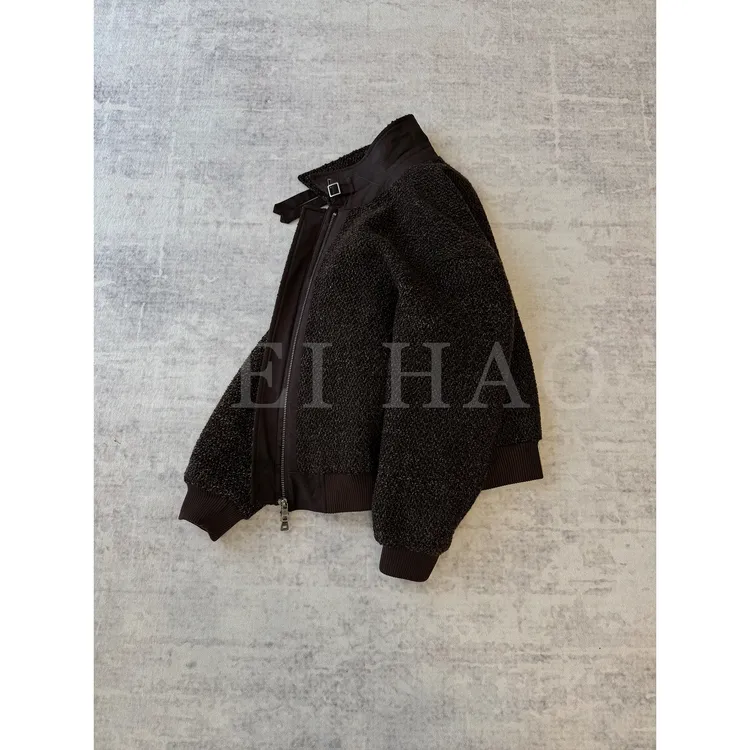 Hei Hao】羊毛可立领混纱加厚棉服外套男士高级冬季厚款翻领夹克