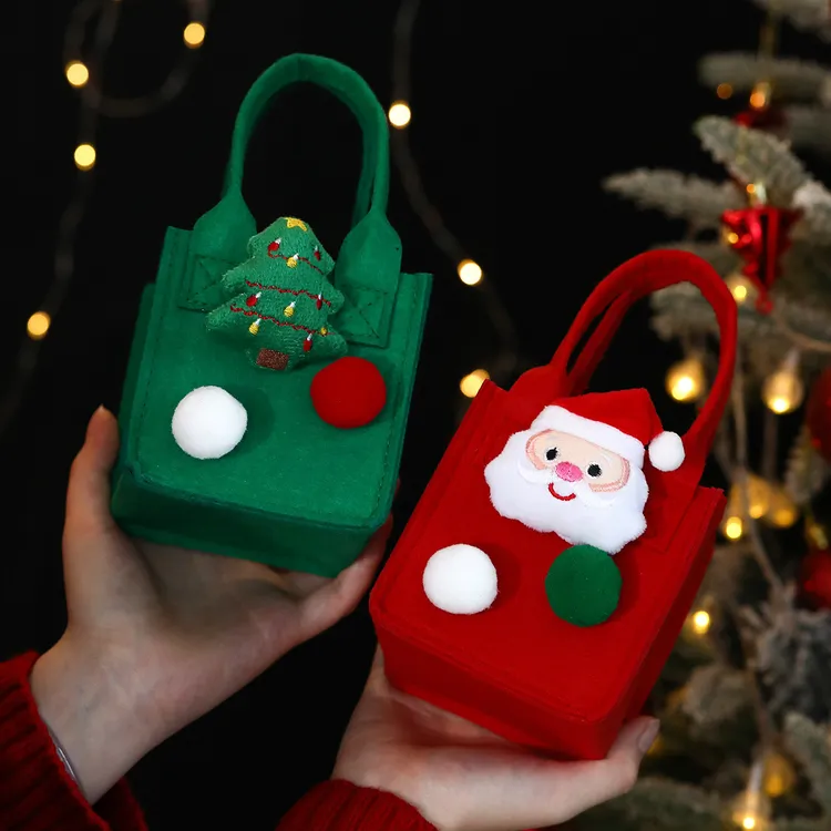 圣诞礼品袋苹果袋毛毡手提圣诞节糖果礼物包装盒平安果礼盒