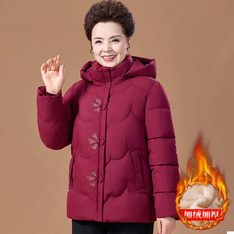 妈妈国风2025新款中年加绒棉衣新中式中老年女冬装奶奶装外套棉服