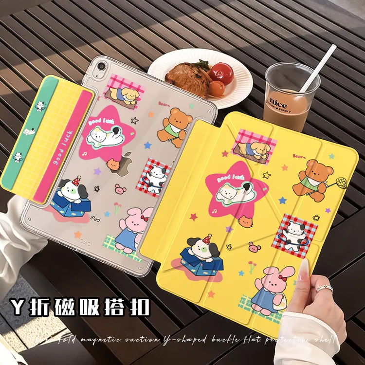 【3+Y单扣磁吸亚克力】卡通小猫苹果ipad11平板保护套air华为小米硬
