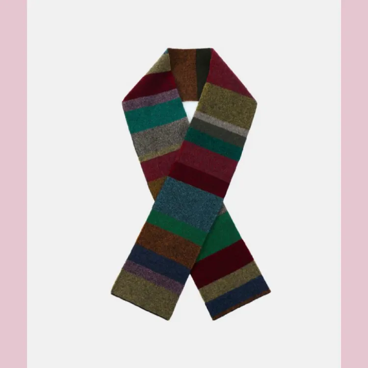 【彩虹方糖】秋冬新品时尚经典进口澳洲羊毛拼色条纹JO羊毛彩虹围巾
