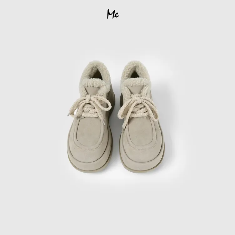 ME【磨砂真皮泰迪勃垦靴（厚底加绒）】重磅牛反绒保暖鞋子MESA5092