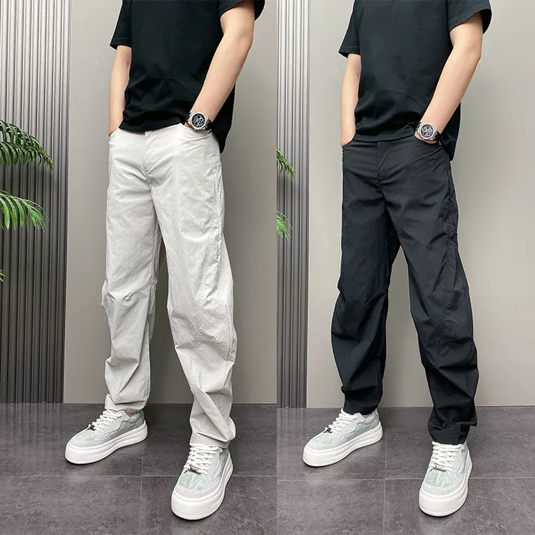 高端痞帅休闲裤男士2025新款夏季薄款男裤速干哈伦直筒长裤子男款