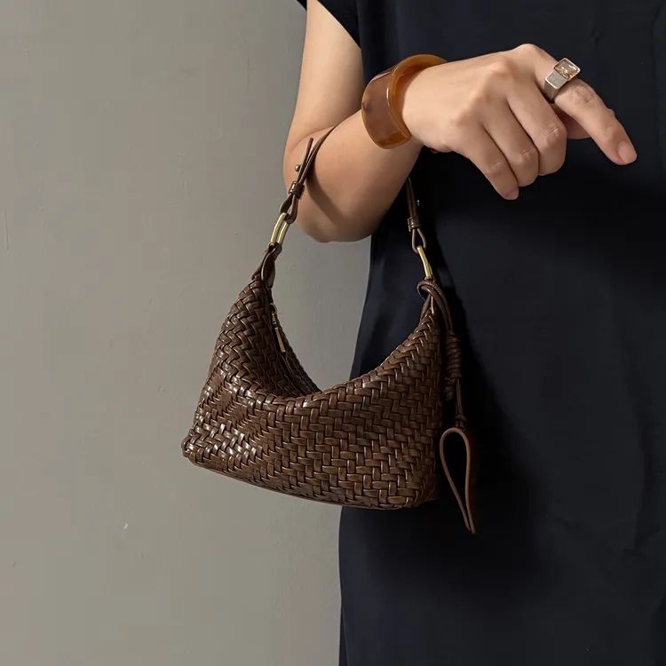 手工编织饭盒包复古老钱风饺子包日常手拎小包百搭单肩包斜挎包女