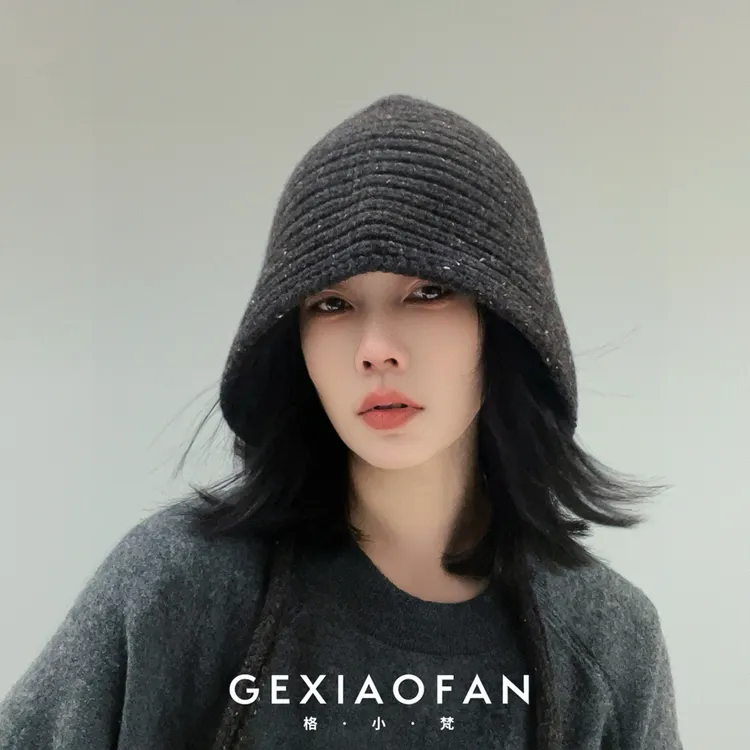 格小梵 · 100%WOOL韩版针织毛线帽渔夫帽护耳百搭秋冬季时尚盆帽