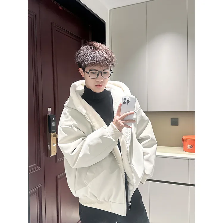 座山雕冬季防寒男士加绒加厚夹克连帽青年保暖外套上衣女同款