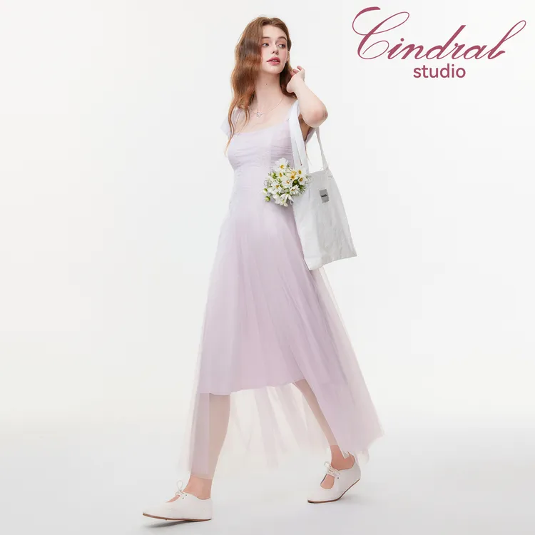 【熙地】慵懒风花苞拉链法式森系优雅新娘气质连衣裙 C85XD0352Z