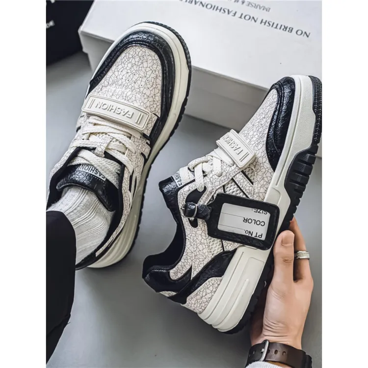 【香港QXWB&Shoes官方正品】欧洲站秋季板鞋男魔术贴高级感痞帅美式