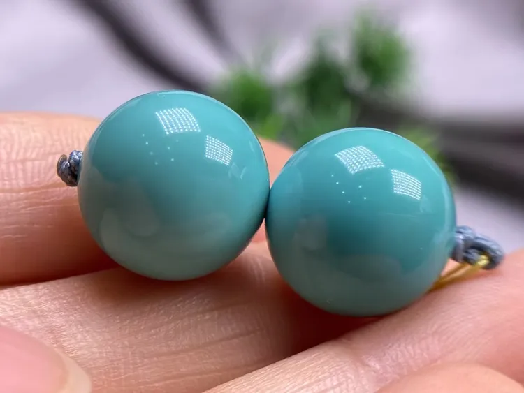 绿松石精品配对圆珠13mm