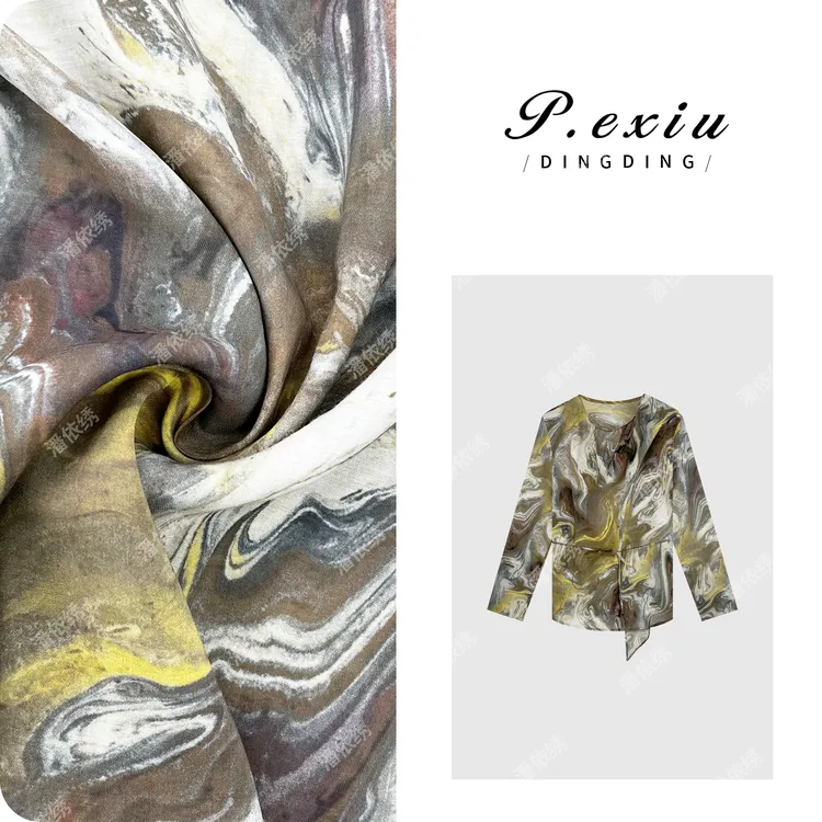 PanYiXiu/潘依绣天丝人丝设计感不规则飘带长袖衬衫 W-62831