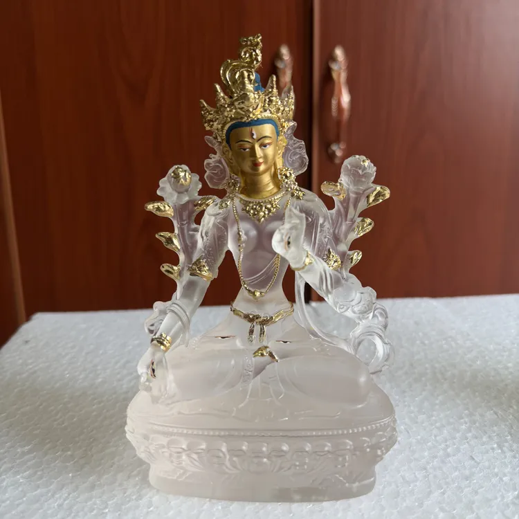 长寿佛母工艺品神像白度母贴金