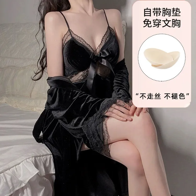 【夜蝴蝶】2025新款升级高级面料睡衣女性感吊带睡袍纯欲蕾丝家居服